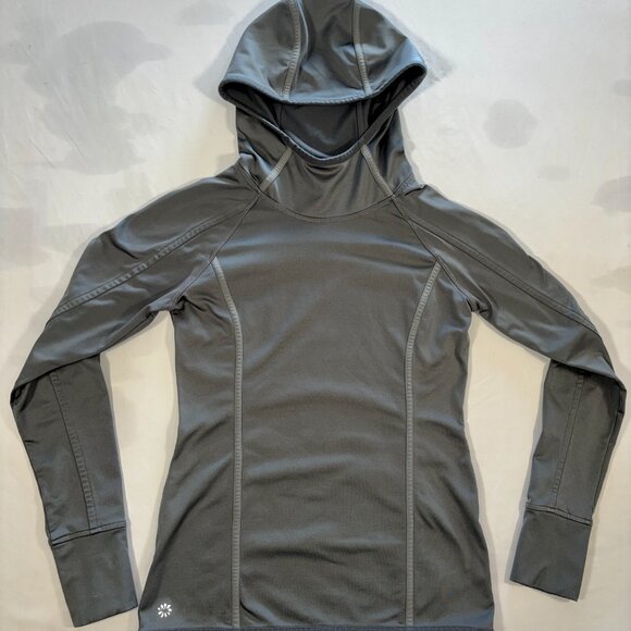 Athleta Hoodie XS Womens Gray Pullover Plush Tech Running Athletic - Picture 1 of 13